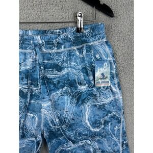Reel Legends Shorts Mens Medium Blue Water Print Performance Fishing Swim Trunks